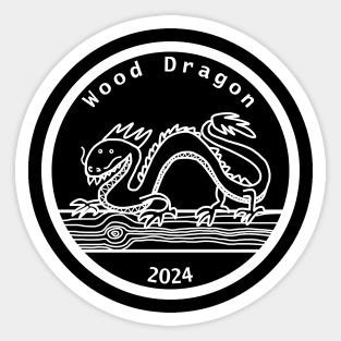 Wood Dragon 2024 Year of the Dragon White Line Sticker